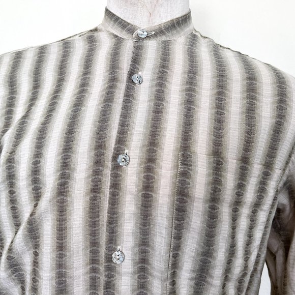 Jhanes Barnes - Nehru Style - Striped Long Sleeve Shirt - Size Medium - Picture 2 of 8